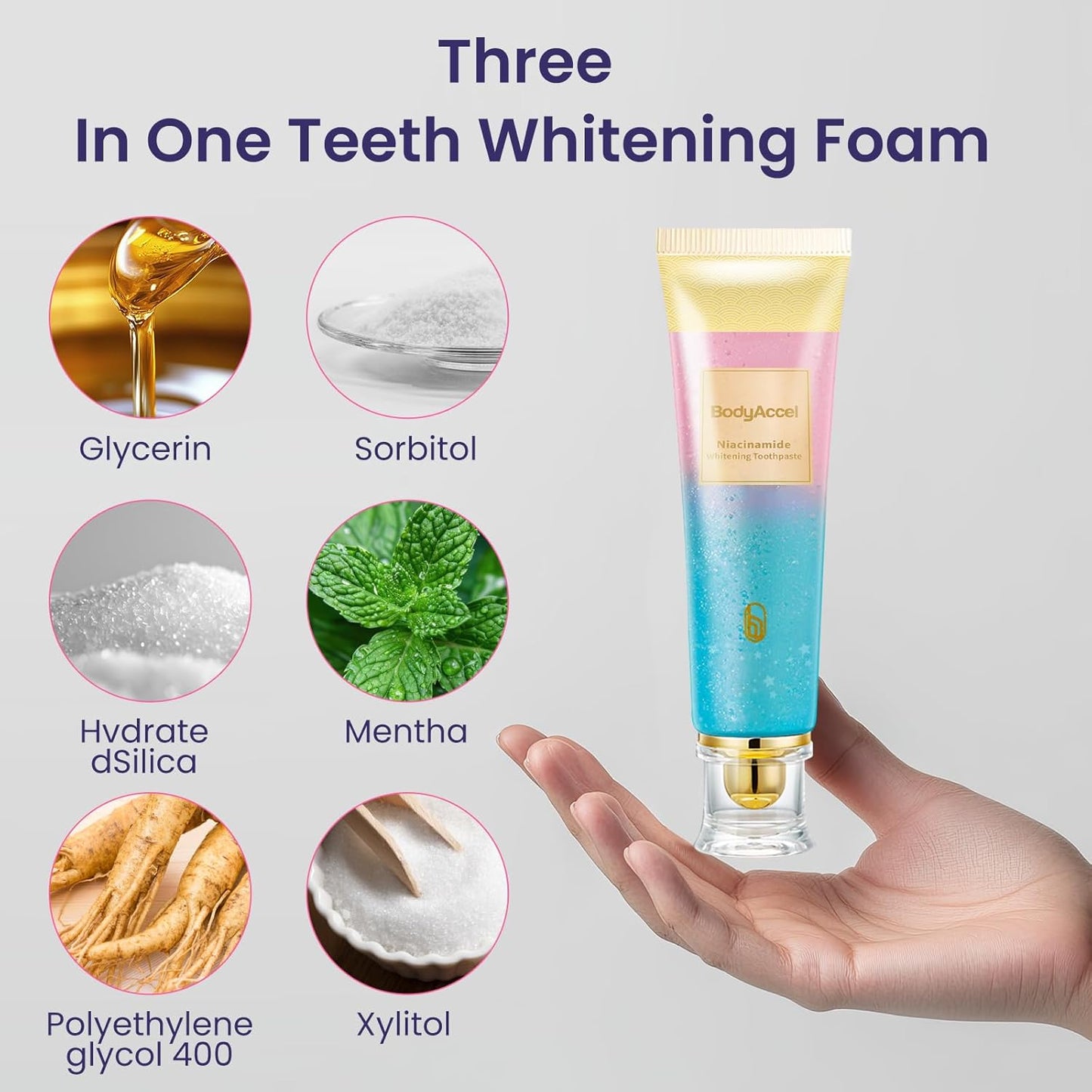 BodyAccel Niacinamide Whitening Toothpaste – Stain & Enamel Care, Fresh Mint