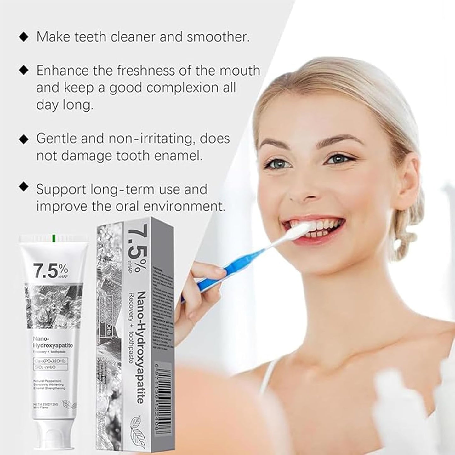 7.5% Nano Hydroxyapatite Fluoride Toothpaste for Teeth Whitening