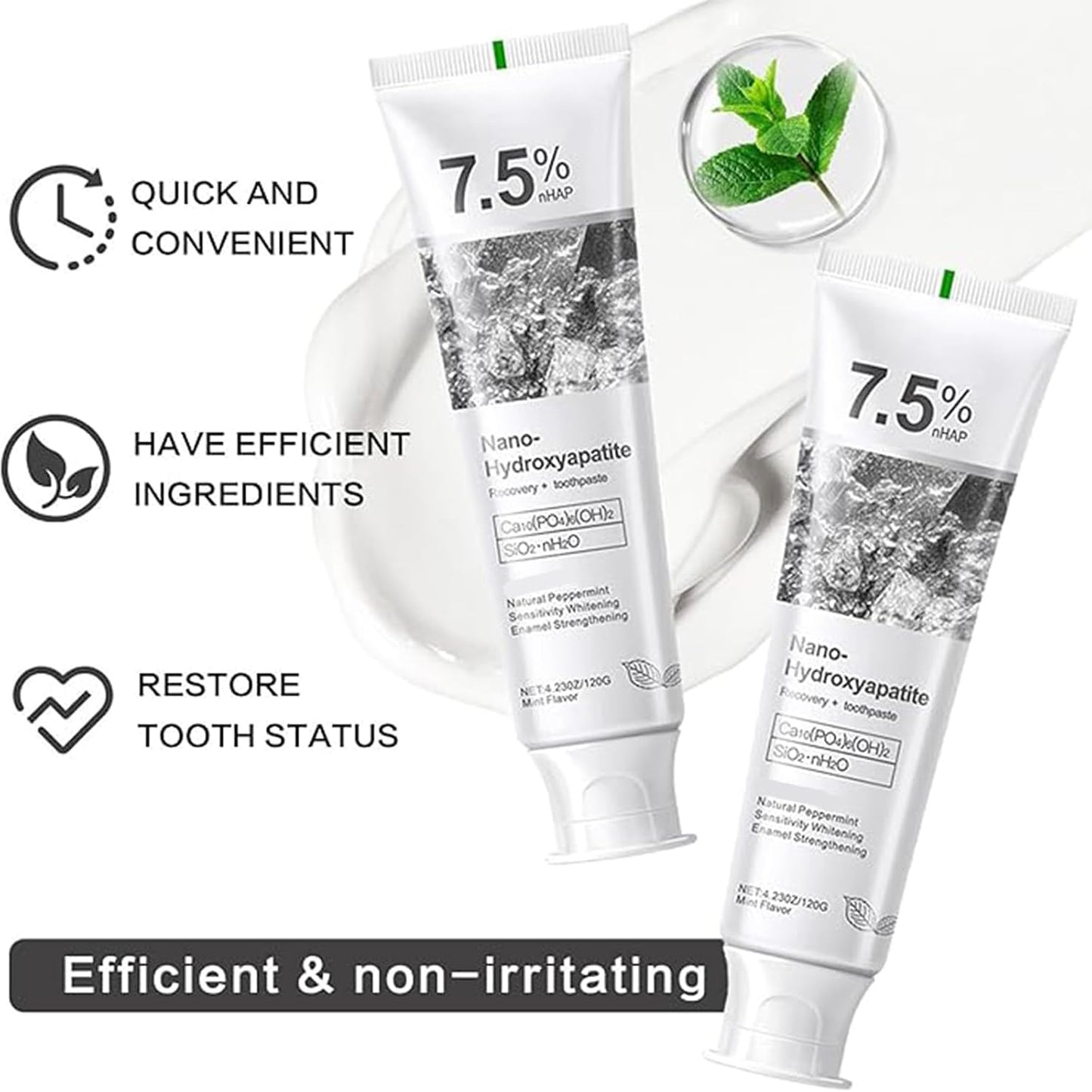 7.5% Nano Hydroxyapatite Fluoride Toothpaste for Teeth Whitening